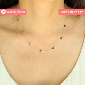 Evil Eye Necklace / STERLING SILVER Handmade Evil Eye by the Yard Necklace / Evil Eye Gift Ideas / Protection Necklace