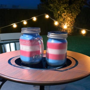 Transgender Pride Wooden Wick Candle | Coconut Apricot Wax | Pride Candle | Crackling Wick Candle