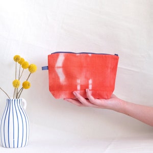 Cute small make up bag for everyday, Red tie dye travel toiletry