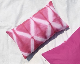 Pink Geometric pillow cover 12 x 20 inch size, Handmade pillowcase, Bohemian tie dye cushion cover
