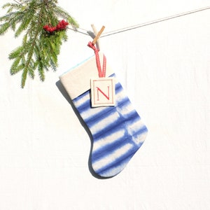 Personalized Tie dye Christmas stockings, Indigo blue stockings, READY TO SHIP image 2