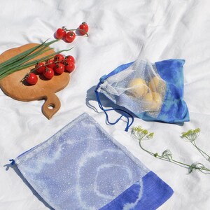 Linen and cotton zero waste produce bags, Sustainable gift, Reusable mesh grocery bags