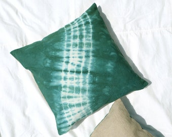 Shibori pillowcase 20 inch size, Emerald green sofa cushion
