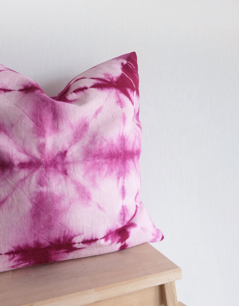 Modern tie dye pillow cover 18 x 18 inch size Magenta pink Etsy