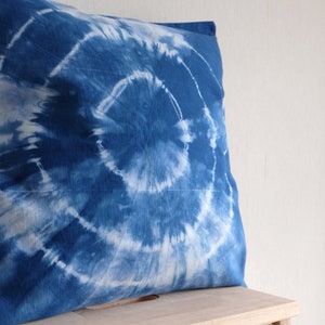 Blue Tie Dye Pillowcase 20 x 20 inch, Modern boho Pillow Cover, Handmade pillow, Blue pillow cover image 6