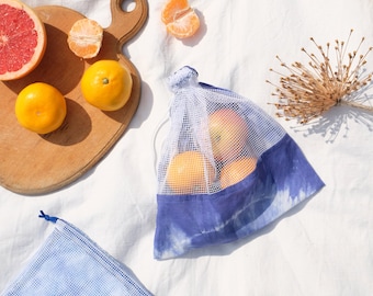 Zero waste reusable produce bags - Eco-friendly tie dye bags - Upcycled drawstring bag set - Plastic Free, Organic & Eco Friendly Gift