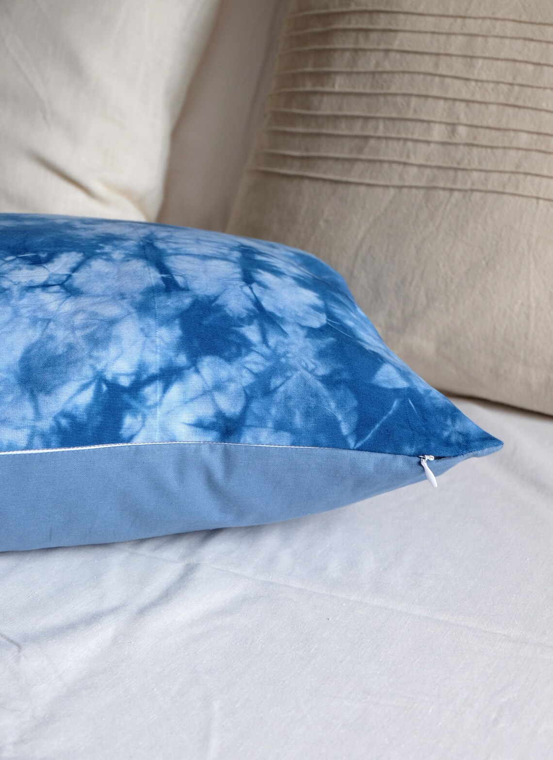 Indigo Blue Tie Dye Pillow Case. Blue Throw Lumbar Pillow Etsy
