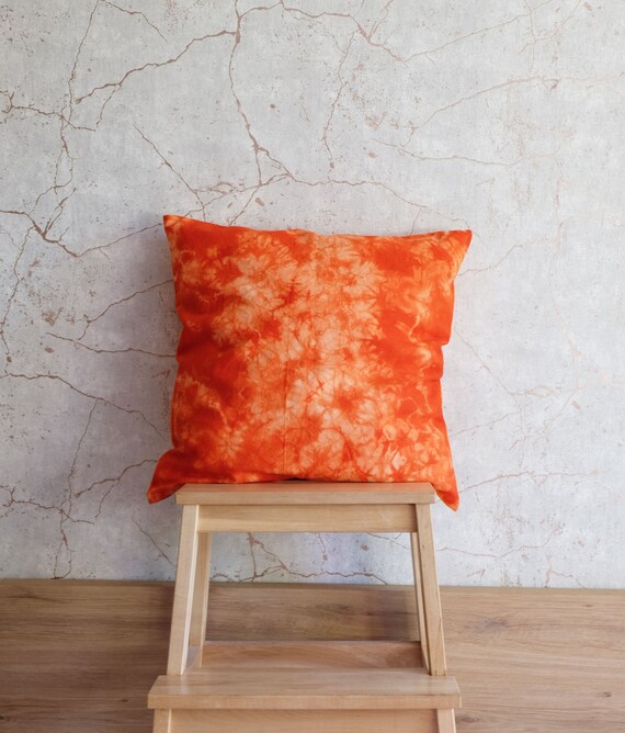 Bright Orange Pillow Cover Burnt Orange Pillow Tie Dye Etsy