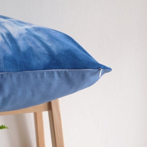 Blue Tie Dye Pillowcase 20 x 20 inch, Modern boho Pillow Cover, Handmade pillow, Blue pillow cover image 5