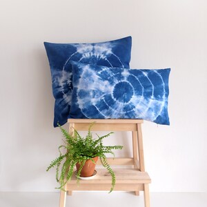 Blue Tie Dye Pillowcase 20 x 20 inch, Modern boho Pillow Cover, Handmade pillow, Blue pillow cover image 8