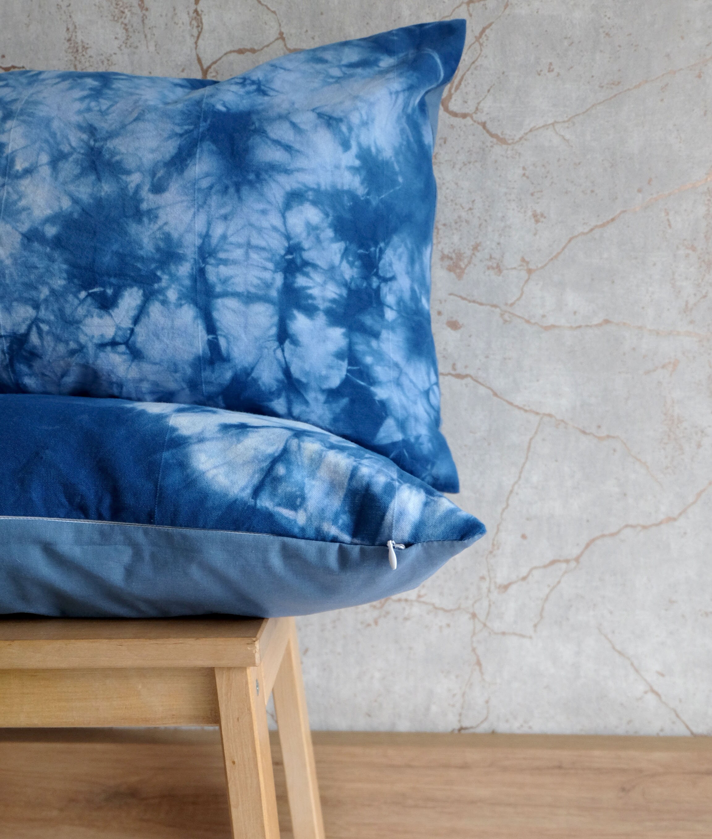 Indigo Blue Tie Dye Pillow Case. Blue Throw Lumbar Pillow Etsy