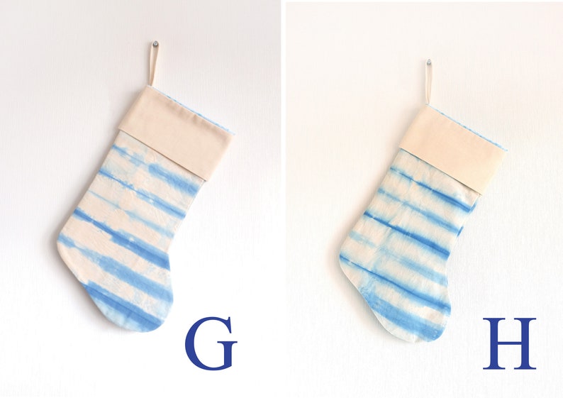 Personalized Tie dye Christmas stockings, Indigo blue stockings, READY TO SHIP image 8