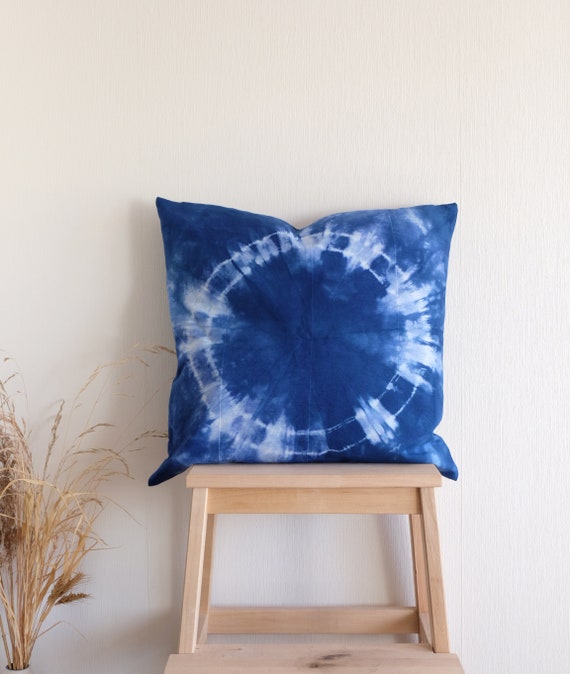 Indigo Blue Tie Dye Pillow Cover 20 Inch Size. Navy Blue Etsy