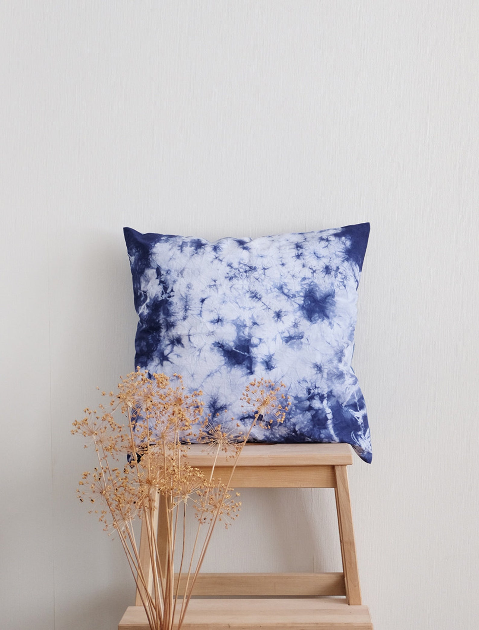 Indigo Blue Tie Dye Pillow Case. Blue Throw Lumbar Pillow Etsy