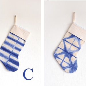 Personalized Tie dye Christmas stockings, Indigo blue stockings, READY TO SHIP image 6