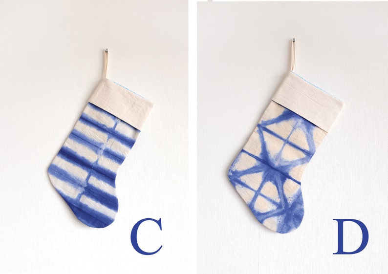 Personalized Tie dye Christmas stockings, Indigo blue stockings, READY TO SHIP image 6