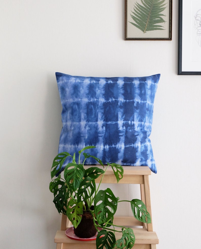 Navy Blue Tiedye Pillow Cover 20 X 20'' Decorative Etsy