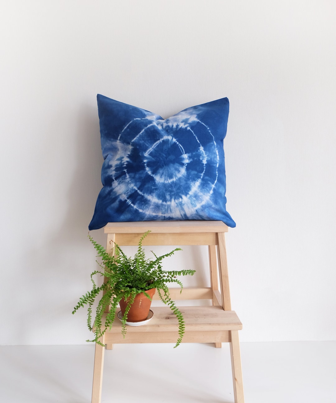 Blue Tie Dye Pillowcase 20 X 20 Inch Modern Boho Pillow Etsy
