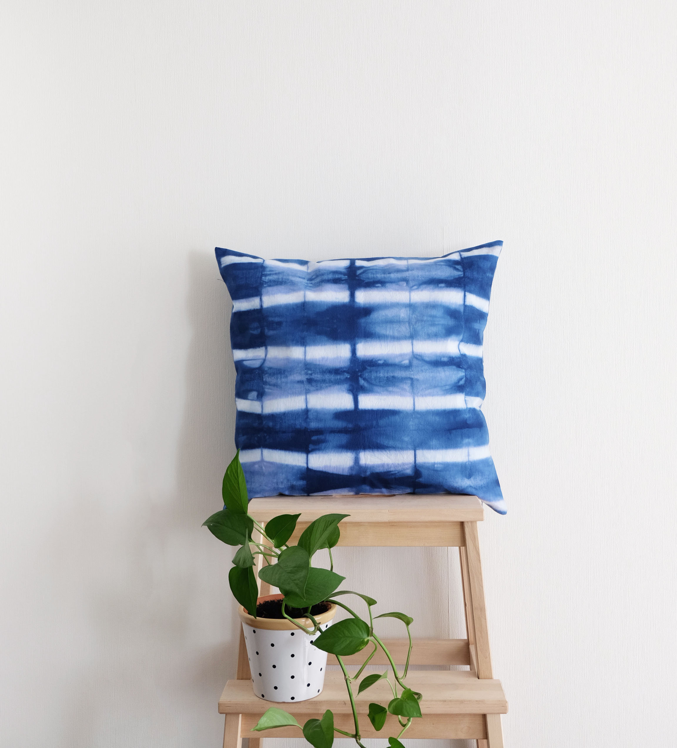 Blue Stripe cotton pillow case. Tie dye handmade pillow cover. Etsy