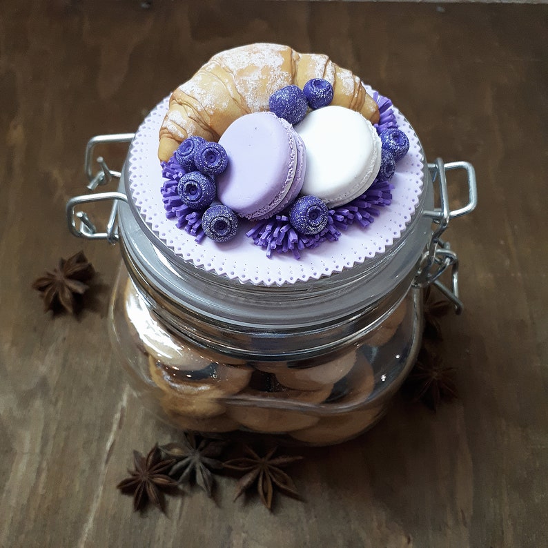 Jar with lid polymer clay decor for kitchen for spices Etsy