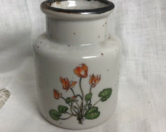 Ceramic bud vase ink well style Creative Selection London 3.5" orange flower