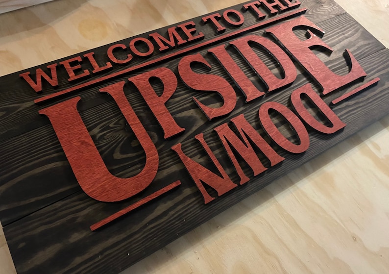 Welcome to the Upside Down, Stranger Things inspired pallet sign, Halloween Decoration image 2