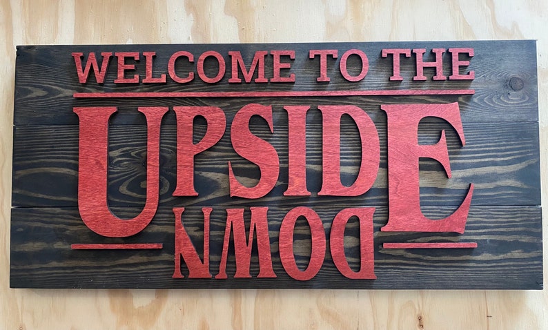 Welcome to the Upside Down, Stranger Things inspired pallet sign, Halloween Decoration image 1