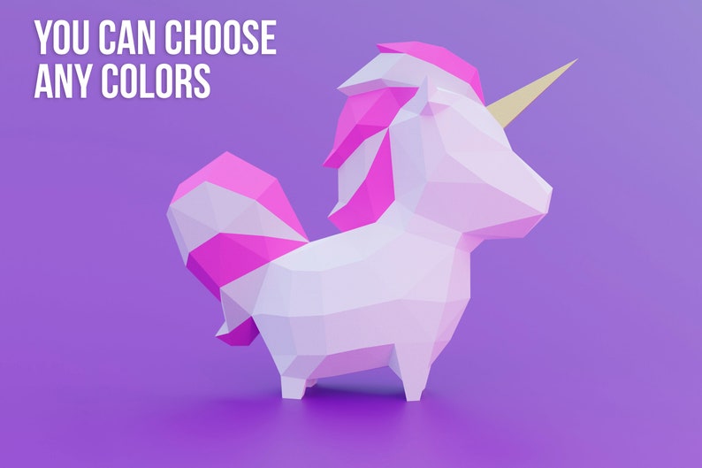papercraft cute unicorn model diy 3d puzzle pdf kit paper