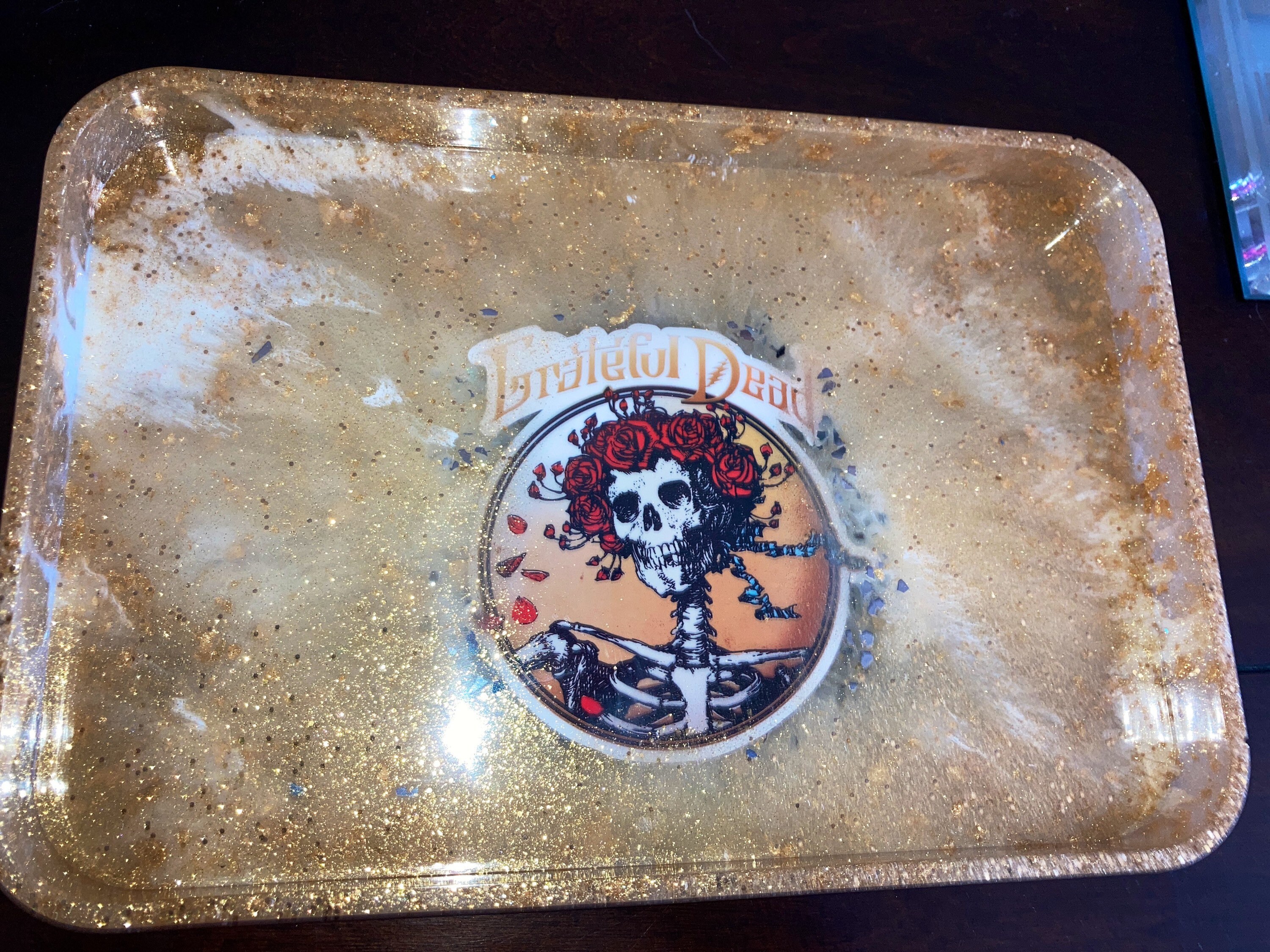 24k gold deadhead rolling tray SET Etsy