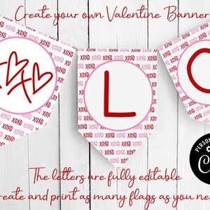 Valentine Party Banner. Create Your Own Banner in Minutes. Valentine Garland Banner. Editable Valentine Banner. Valentine&#39;s Day Decoration