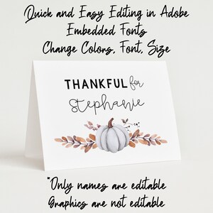 Tarjetas de lugar para Acción de Gracias / Tarjetas de lugar editables / Tarjetas de lugar personalizadas / Tarjetas de lugar en forma de carpa / Tarjetas de lugar planas / Descarga instantánea