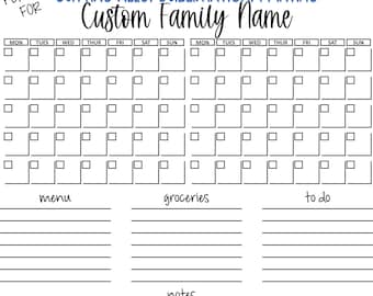 EDITABLE Family Wall Calendar 2 Months Per Page. Side By Side Family Wall Calendar. Printable Family Wall Calendar. SVG Family Wall Calendar