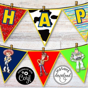 Toy Story Theme Banner. EDITABLE! Toy Story Party Banner. Toy Story Birthday. Toy Story Decor. Toy Story Flags. Customizable. PRINTABLE!