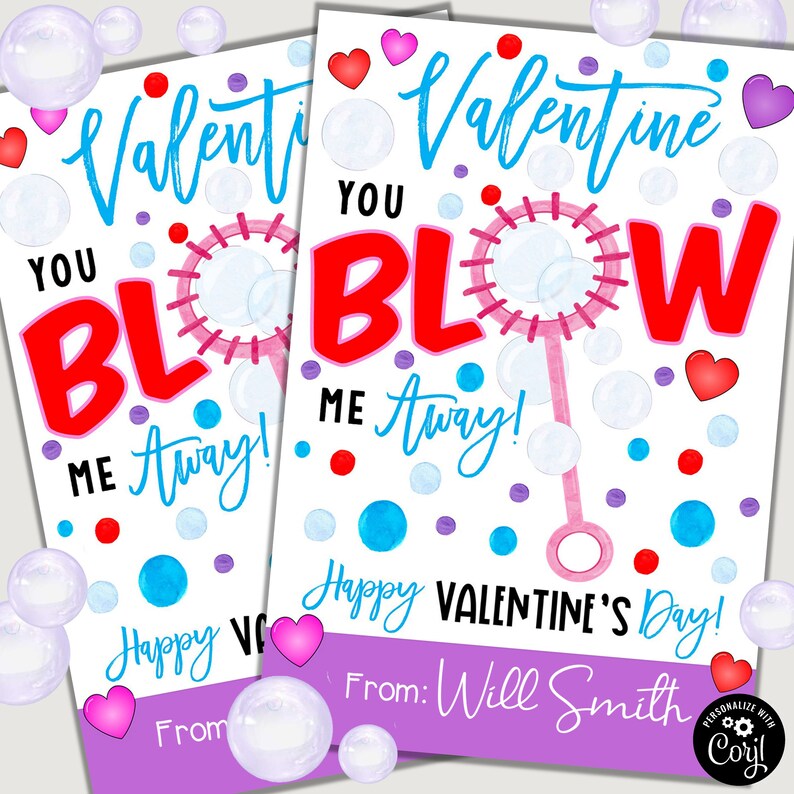 EDITABLE Bubbles Valentines Printable School Valentine - Etsy