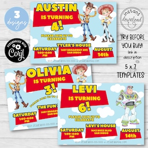 Toy Story Theme Invitations. EDITABLE! Toy Story. Toy Story Invitation. 3 Designs! Toy Story Party. Toy Story Logo. Customizable. PRINTABLE
