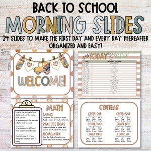 Morning Slides Templates  | Back to School Slides | Teacher Resources | Classroom Management | Beautiful, Warm Boho Colors | Fully EDITABLE!