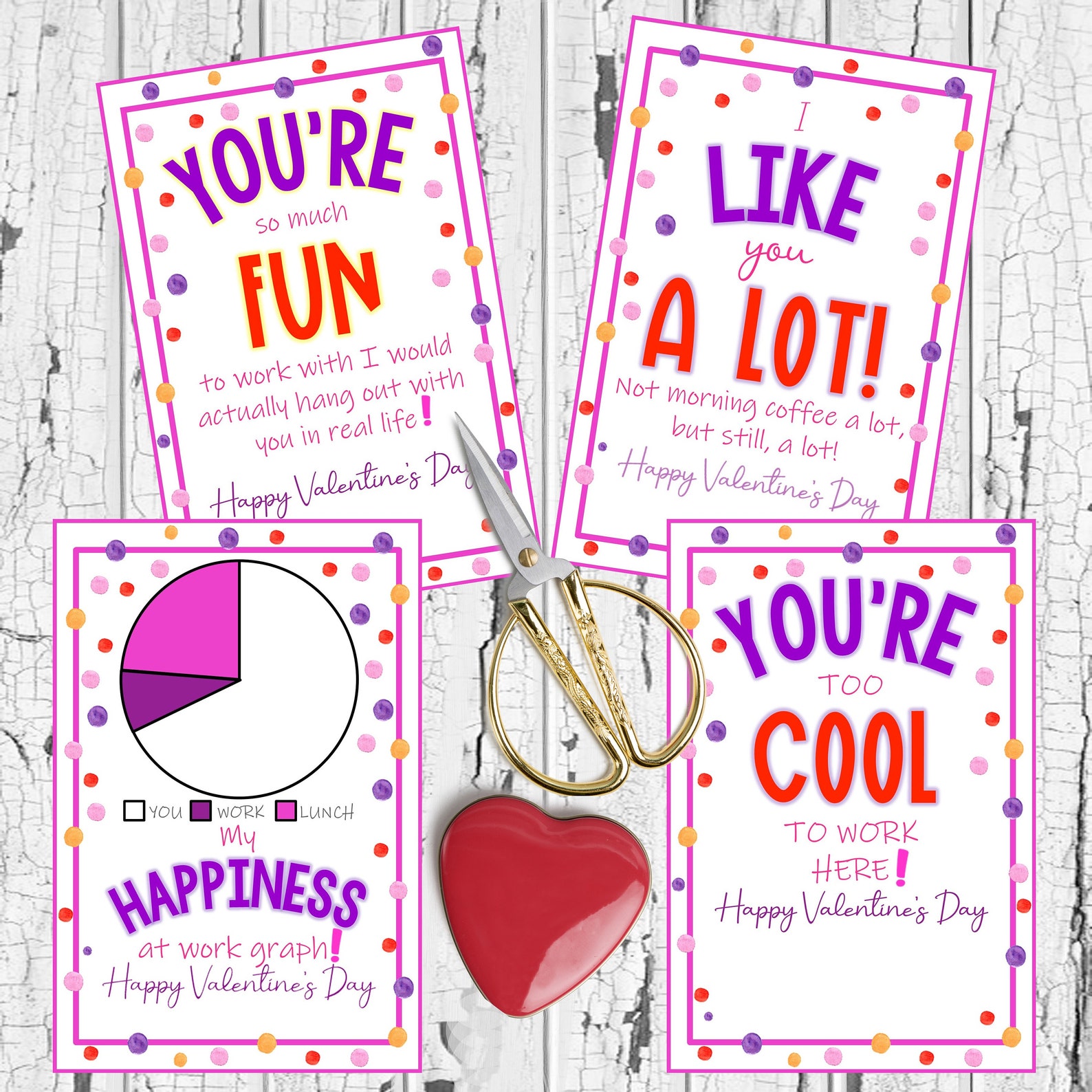 INSTANT DOWLOAD Printable Coworker Valentines 20 Card Set | Etsy
