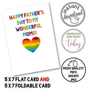 AFDRUKBARE Vaderdagkaart | Vaderdagkaart voor homo-moeders | Twee moeders Vaderdagkaart | Vaderdagkaartcadeau | Gay Pride Vaderdag
