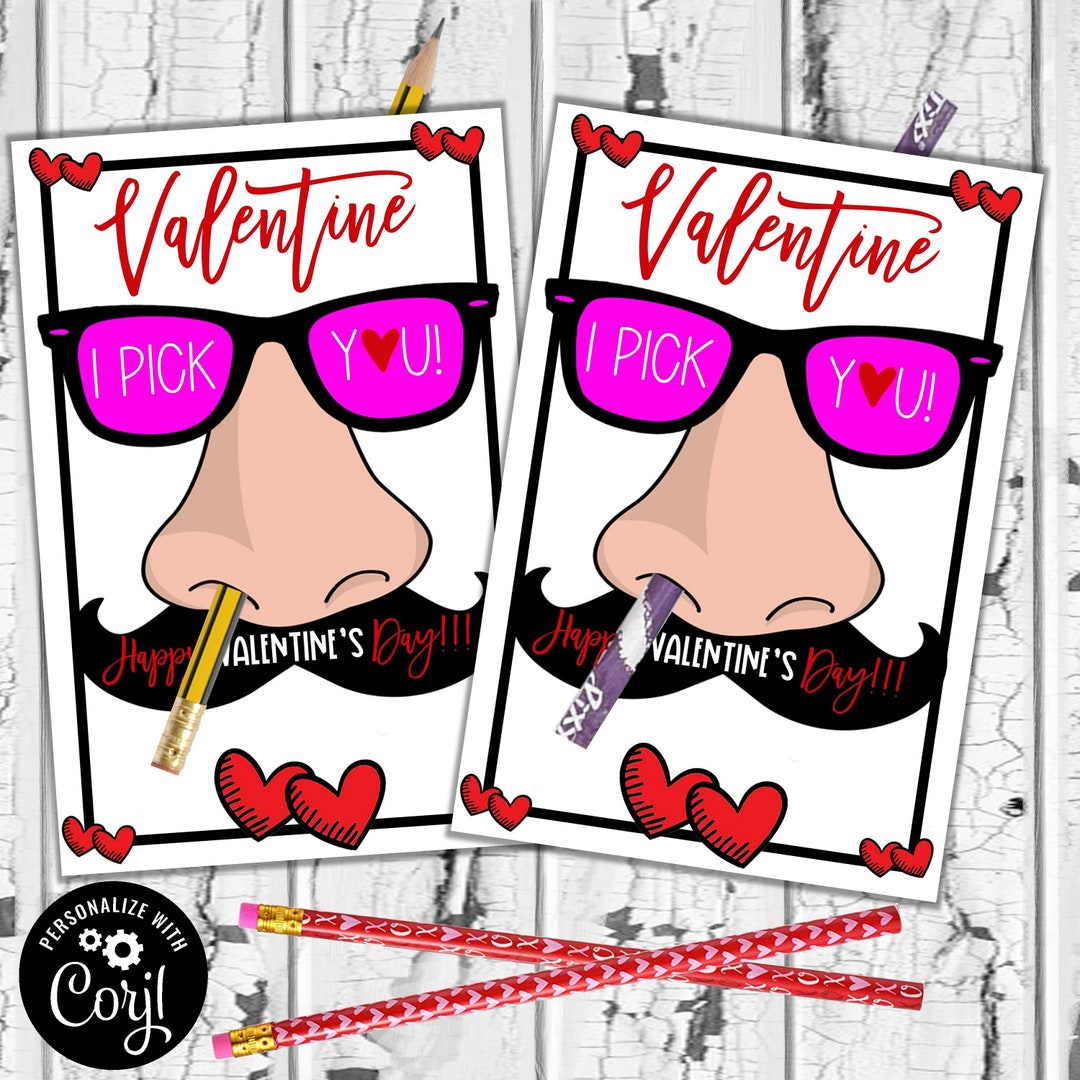 EDITABLE I Pick You Pencil, Pixie Stick Valentines, Printable Valentine ...