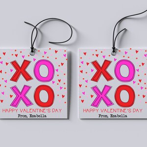 Druckbare XOXO Valentinskarte | Valentine Treat Taschenanhänger | Mitarbeiter Valentine | Schule Valentine | Freund Valentine | XOXO Anhänger