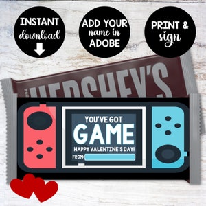 Gamer-Valentinstag-Karte. Hershey Candy Bar Gamer Wrapper. DRUCKBAR. Schul-Valentinstag. Kind Valentin. Klassenzimmer Valentine.Video Game Card.