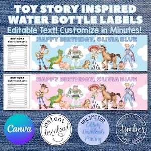 Editable, Printable Toy Story Inspired Water Bottle Labels. Toy Story Party, Toy Story Birthday, Toy Story Favors, Birthday Party Boy, Girl
