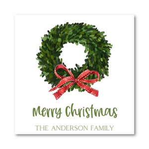 Druckbare, bearbeitbare Weihnachtsgeschenkanhänger, digitale Feiertagsgeschenkanhänger, personalisierte Weihnachtsgeschenkanhänger, Buchsbaumkranz-Weihnachtsanhänger, Buchsbaum rot