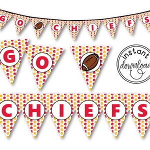 Chiefs Football Banner, Super Bowl LIX Decorations, Printable Super Bowl Party Decorations,  Football Party, Super Bowl Party Banner