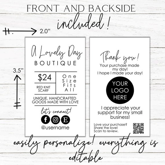 Editable Price Tag Template, Custom Clothing Hang Tag, Minimalist Product  Tag, Product Hang Tag, Easily Edited, Product Tags, FREE ICONS 