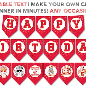 Editable Kansas City Chiefs Party Banner | FULLY Editable Text | Game Day | Birthday | Canva | Any Celebration | KC Chiefs Party | Template