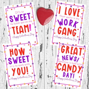 INSTANT DOWLOAD, Printable, Coworker Valentines, 25-2X3 Cards. Office ...