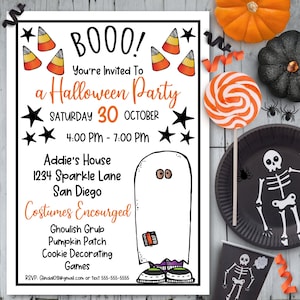 EDITABLE Halloween Party Invitation. Kids Halloween Party Invitation. Halloween Party. Halloween Invitation. Child&#39;s Halloween Party. Cute!