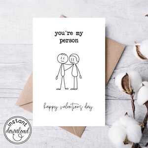 Valentine IMPRIMABLE pour ami, partenaire, conjoint | Douce | de la Saint-Valentin Tu es ma personne Valentine | | de cartes de Saint-Valentin Valentin pour Elle, Lui