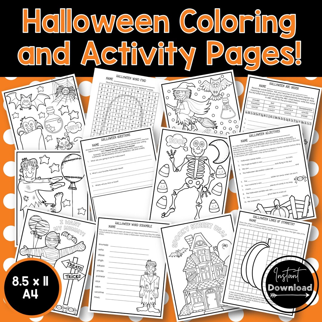 Halloween Coloring and Activity Pages. Halloween Party Games. - Etsy